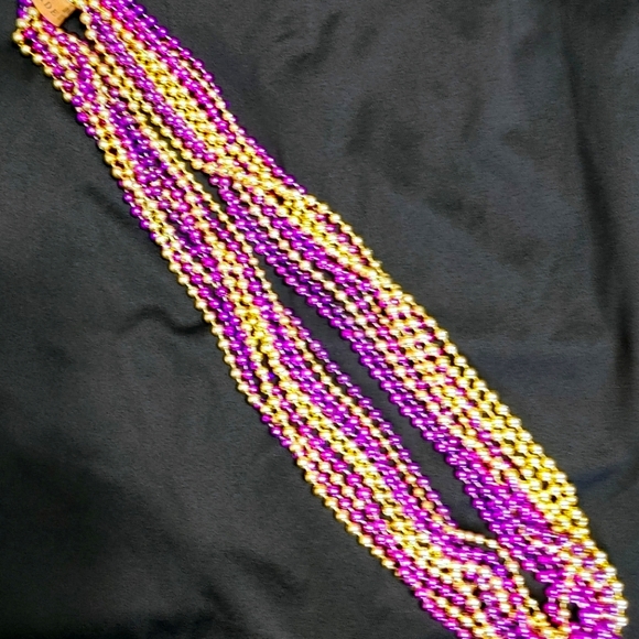 NWT PURPLE/GOLD MARDI GRAS NECKLACES - Picture 2 of 2